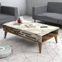 Hanah Home Mesa de Centro Valensiya Nogal, Blanco y Mármol